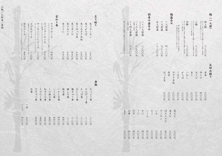 弥七様メニュー